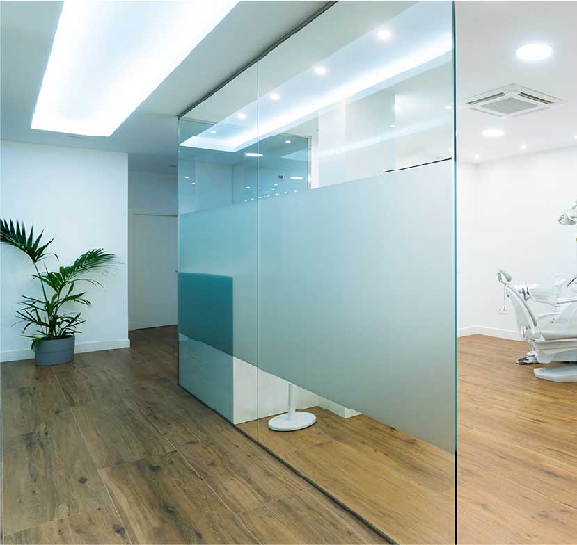 A dentist chair in the office.